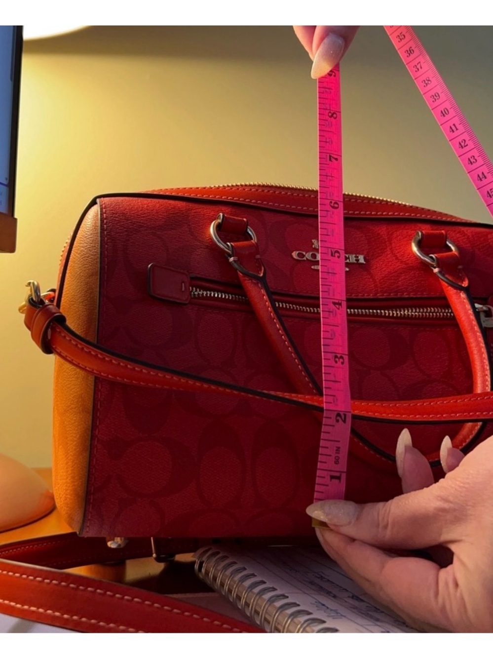Coach Miami Red Signature Dome Satchel with Gold Hardware - Picture 8 of 8